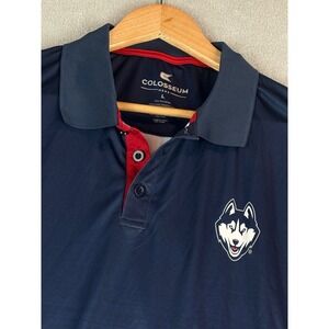 Colosseum Men's Large UConn Huskies Polo Shirt, Short Sleeve, Navy‎ Blue NEW